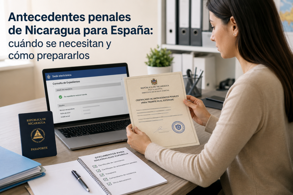 Preparación de antecedentes penales de Nicaragua para presentarlos en España
